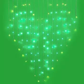 СНОУ БУМ Гирлянда эл. бахрома сердце 1,5х1,5м, 124LED, голубой+шампань, ПВХ прозр.,пост.свеч., 220В