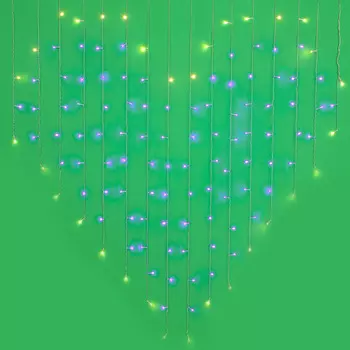 СНОУ БУМ Гирлянда эл. бахрома сердце 1,5х1,5м, 124LED, пурпур+шампань, ПВХ прозр.,пост.свеч., 220В