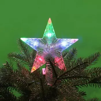 СНОУ БУМ Гирлянда эл. макушка на ёлку 16см, 10 LED, мульти, пост. свечение, ПВХ прозрач., 220В