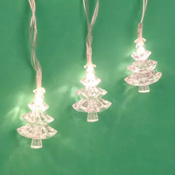 СНОУ БУМ Гирлянда эл. насадка 3D "Ледяная елочка" 2м, 10LED*шампань, пост.свеч, ПВХпрозр, акрил,2хАА