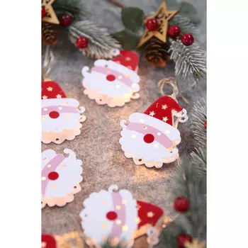 СНОУ БУМ Гирлянда эл. насадка "Дед Мороз" 2м, 10LED*шампань, пост.свеч, ПВХпрозр, 2хАА