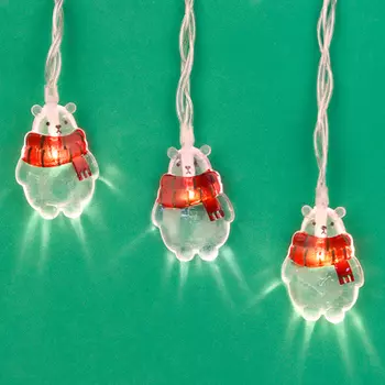 СНОУ БУМ Гирлянда эл. насадка "Медвежонок Снежик" 2м, 10LED*шампань, пост.свеч, ПВХпрозр, акрил,2хАА