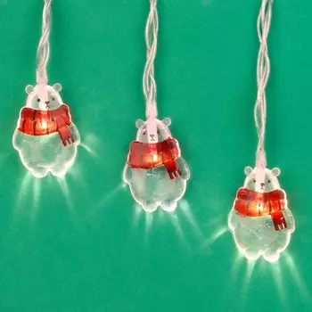 СНОУ БУМ Гирлянда эл. насадка "Медвежонок Снежик" 2м, 10LED*шампань, пост.свеч, ПВХпрозр, акрил,2хАА