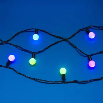 СНОУ БУМ Гирлянда эл. нить 6м, насадка матовый шар d22мм, 30LED*RG/RB, автореж,ПВХ черный,220В
