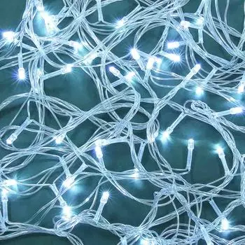 СНОУ БУМ Гирлянда эл. вьюн 10м, 100 LED, белый, пост. свеч., ПВХ прозр., коннектор, 220В