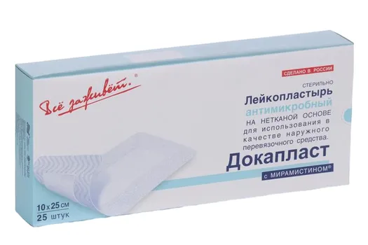 Повязка Докапласт с мирамистином пласт типа 10х25 см, 25 шт