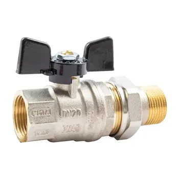 Кран шаровой с американкой прямой Bugatti Oregon 03220027 DN15 PN64 1/2" ВР/НР ручка бабочка латунь