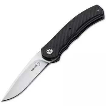 Нож складной Boker Plus A (IKBS® Front Flipper), сталь VG-10 Satin Plain, рукоять стеклотекстолит G10, Boker 01BO350