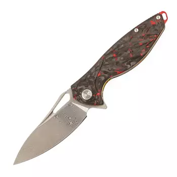 Нож складной Hummingbird, сталь дамаск, Red Carbon