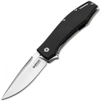 Нож складной KMP22 - Boker 110658, сталь Bhler N690 Stonewashed Plain, рукоять стеклотекстолит G10/нержавеющая сталь, черный