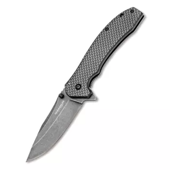 Нож складной Magnum Aircraft Engineer, сталь 440А BlackWash™ Plain, рукоять карбон, серый, BOKER 01SC318