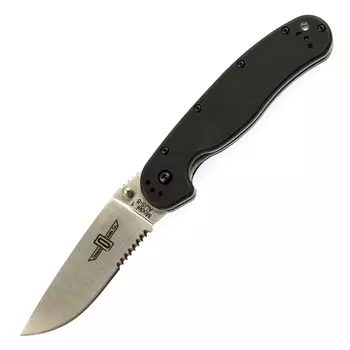 Нож складной полусеррейторный Ontario RAT-1, сталь Aus-8, Satin, рукоять термопластик GRN, black