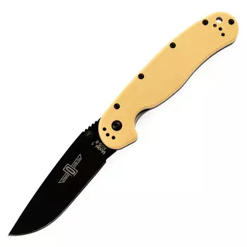 Нож складной Ontario RAT-1, сталь Aus-8. Клинок - Black, Рукоять - Tan GRN