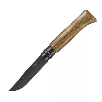 Нож складной Opinel N°08 Black Oak, сталь Sandvik 12C27 Black PVD-Coating, рукоять дуб, 002172