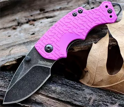 Нож складной Shuffle - KERSHAW 8700PURBW, сталь 8Cr13MoV c покрытием BlackWash™, рукоять текстурированный термопластик GFN фиолетового цвета