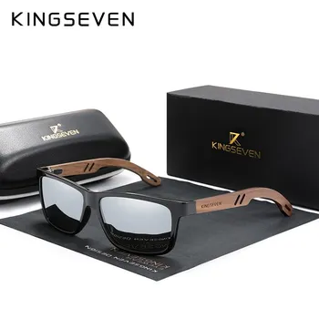 KINGSEVEN брендовый дизайн TR90 + ореховое дерево, солнцезащитные очки ручной работы, мужские поляризационные очки, аксессуары, солнцезащитные очки с усиленным шарниром M