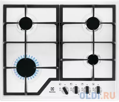 Встраиваемые газовые панели ELECTROLUX/ Газ, 60 см, газовая, эмаль, независимая, электроподжиг, газ-контроль, белый