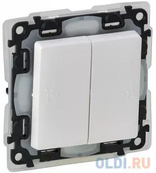 Выключатель Legrand Valena Life IP44 двухклавишный 10А 250В IP44 с лицевой панелью безвинтовые зажимы белый 752155