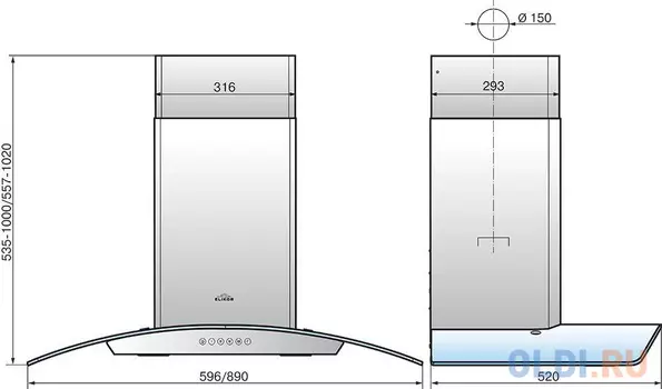 Вытяжка встраиваемая Elikor S4 90Н-700-Э4Д белый