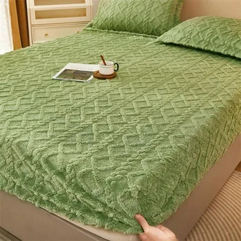 Плюшевая простыня для зимы, теплая простыня Queen/King Size, коралловый флис, толстая простыня, драпировка, 180x200 см 90x200x30cm 1pc