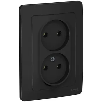 Розетка двойная без заземления (антрацит) Systeme Electric Blanca BLNRS000026