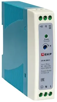 Блок питания EKF DR-M-20W-5 на дин рейку 20 вт, 220 В AC /5 В DC
