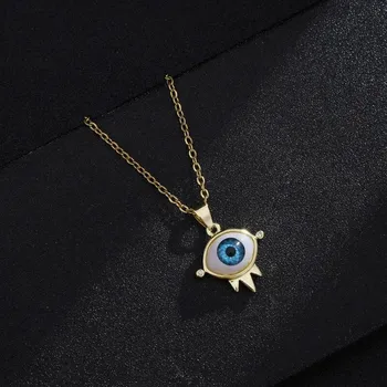 Турецкое ожерелье Lucky Evil Eye, женское 8 стилей, голубые глаза, женское очарование, модная эмалированная цепочка из нержавеющей стали, ожерелье, ювелирное изделие, подарок Eyes 0145cm