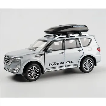 1/32 Nissan Patrol литой под давлением Y62 игрушечная модель автомобиля с багажником для путешествий звук и свет инерционный автомобиль коллекция детских игрушек белый