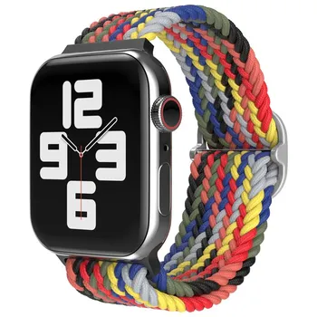 Регулируемый нейлоновый плетеный ремешок для Apple Watch 8, 7, 6, 5, 4 SE, 44 мм, 40 мм, эластичный сменный браслет, ремешок для iwatch 3, 42 мм, 38 мм 38mm or 40mm or 41mm