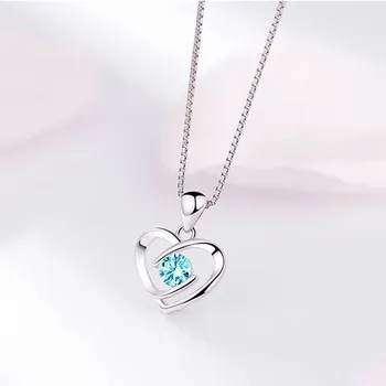 Серебряное ожерелье S925, женское, в корейском стиле, модное, элегантное, с подвеской в форме сердца на ключицу 999 белый