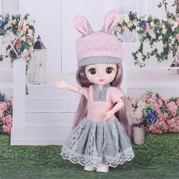 Мини подвижная 21 шарнирная кукла 16 см, игрушка для девочек, 3D большие глаза, BJD принцесса, полная одежда, коллекция платьев, детская кукла в подарок 16cm