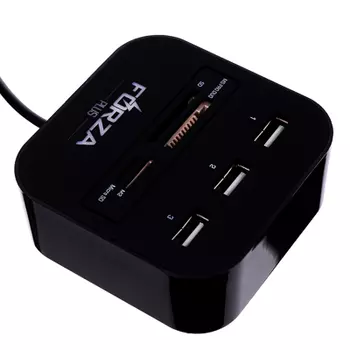 FORZA USB-хаб, кард-ридер SD, MICRO-SD, 3 USB, USB 2.0, MS PRO DUO, M2