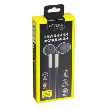 FORZA Наушники проводные вкладыши, гарнитура, с трапец. насадкой, пластик