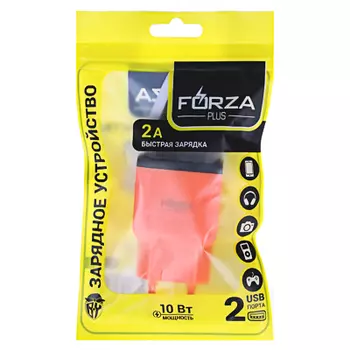 FORZA Сетевое зарядное устройство Палитра, 2xUSB, 2А, 5В, 5 цветов