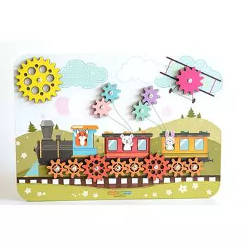 WoodlandToys Конструктор - головоломка "Шестеренки" Паровозик 116107w