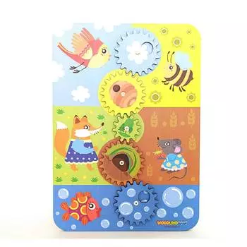 WoodlandToys Конструктор - головоломка "Шестеренки" Кто где живёт?
