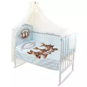 Золотой гусь Комплект в кроватку Sweet Rabbit, 7 предметов, голубой