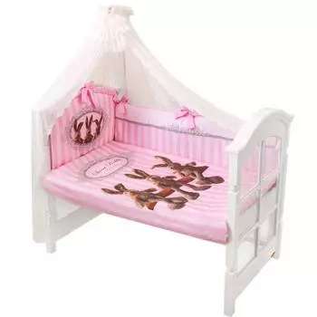 Золотой гусь Комплект в кроватку Sweet Rabbit, 7 предметов, розовый