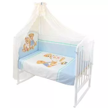 Золотой гусь Комплект в кроватку Sweety Bear, 7 предметов, голубой