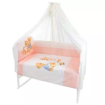 Золотой гусь Комплект в кроватку Sweety Bear, 7 предметов, розовый