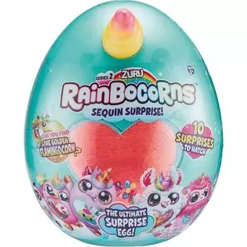 ZURU Игрушка плюш-сюрприз RainBocoRns в яйце 2А, Желто - розовый рог, оранжевое сердце