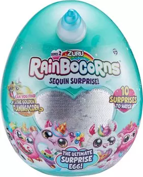 ZURU Игрушка плюш-сюрприз RainBocoRns в яйце 2B, Серебристо-голубой рог, серебристое сердце