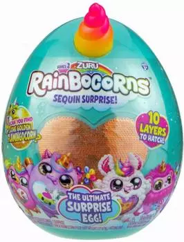 ZURU Игрушка плюш-сюрприз RainBocoRns в яйце 2B, Желто-розовый рог, бронзовое сердце