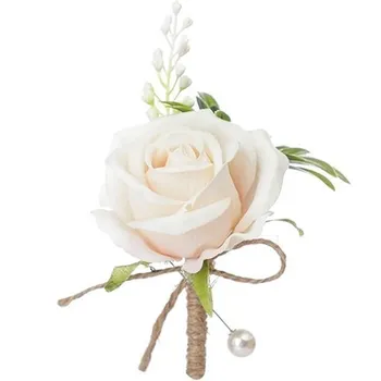 4PCS Corsage for Prom Corsage and Boutonniere Set Decor Boutonniere for Men Wedding Flowers Accessories Party Suit Decoration синий