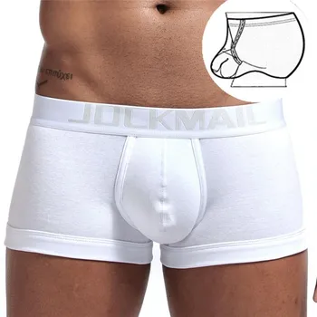 Мужское нижнее белье из утепленного хлопка JOCKMAIL, спортивные трусы-боксеры с низкой талией, шорты со стальной подвесной петлей M серый
