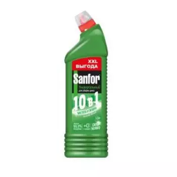 Средство чистящее для ванны и туалета Sanfor Зеленое яблоко, 1500 мл, гель