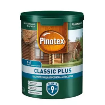 Средство деревозащитное Pinotex Classic Plus, тиковое дерево, 0.9 л