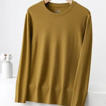 Autumn and Winter New Men s Casual Seamless Long-sleeved Warm Base Shirt 2XL чёрный