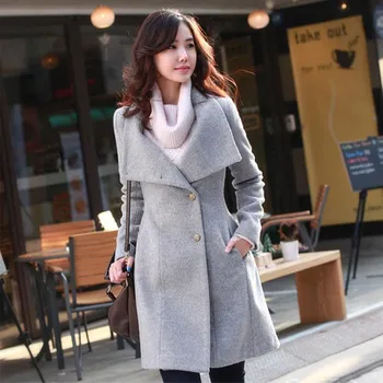 Женское корейское модное пальто, женское осеннее и зимнее пальто Manteau Femme, хлопковое пальто высокого качества S хаки