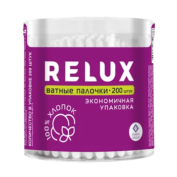 RELUX Палочки ватные в цилиндре 200.0